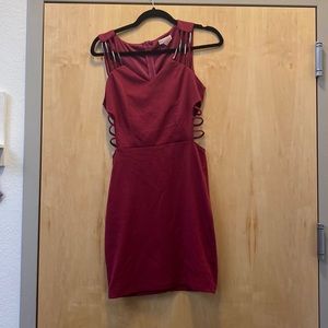 Fuchsia mini dress with exposed ribs